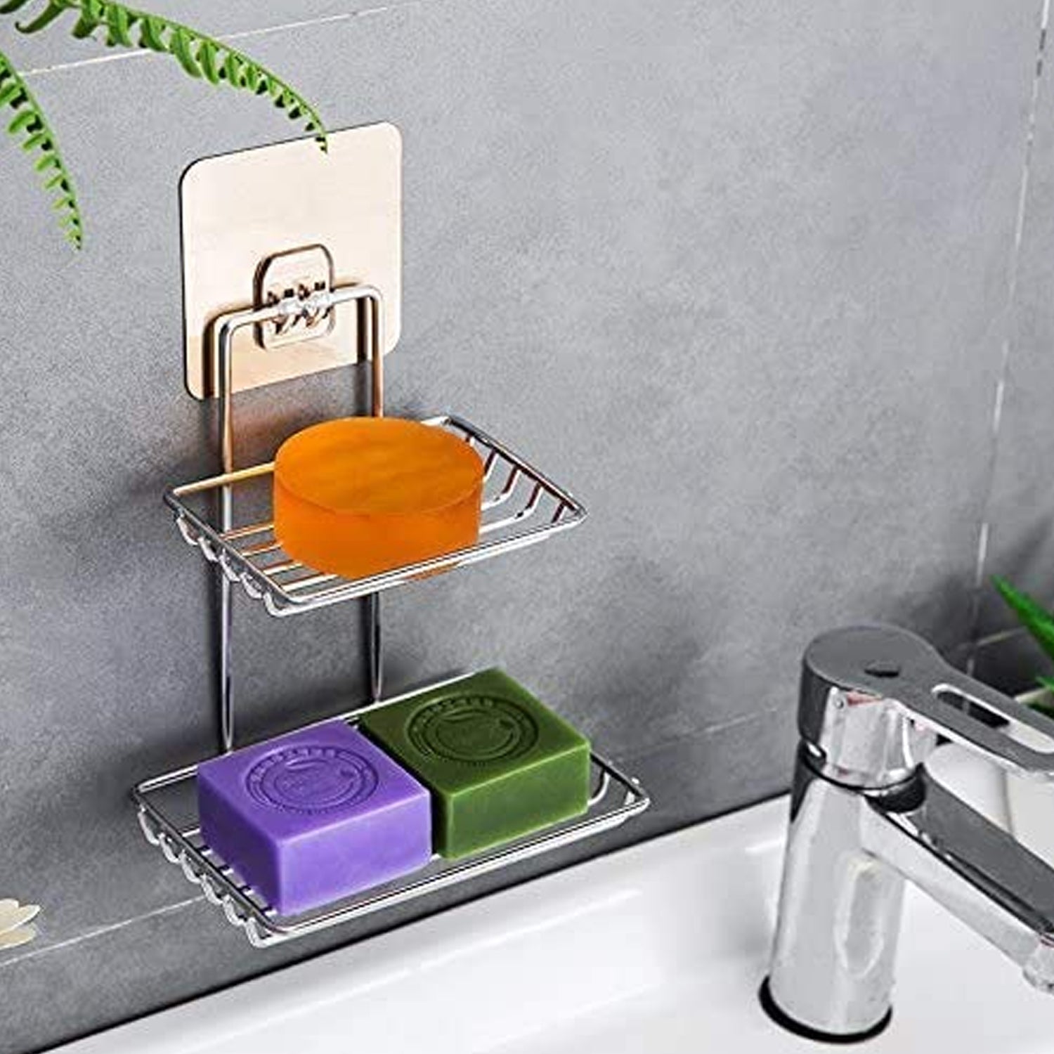 Wall Mounted Soap Dish – Stainless Steel with Hooks | Velvet Organizers
