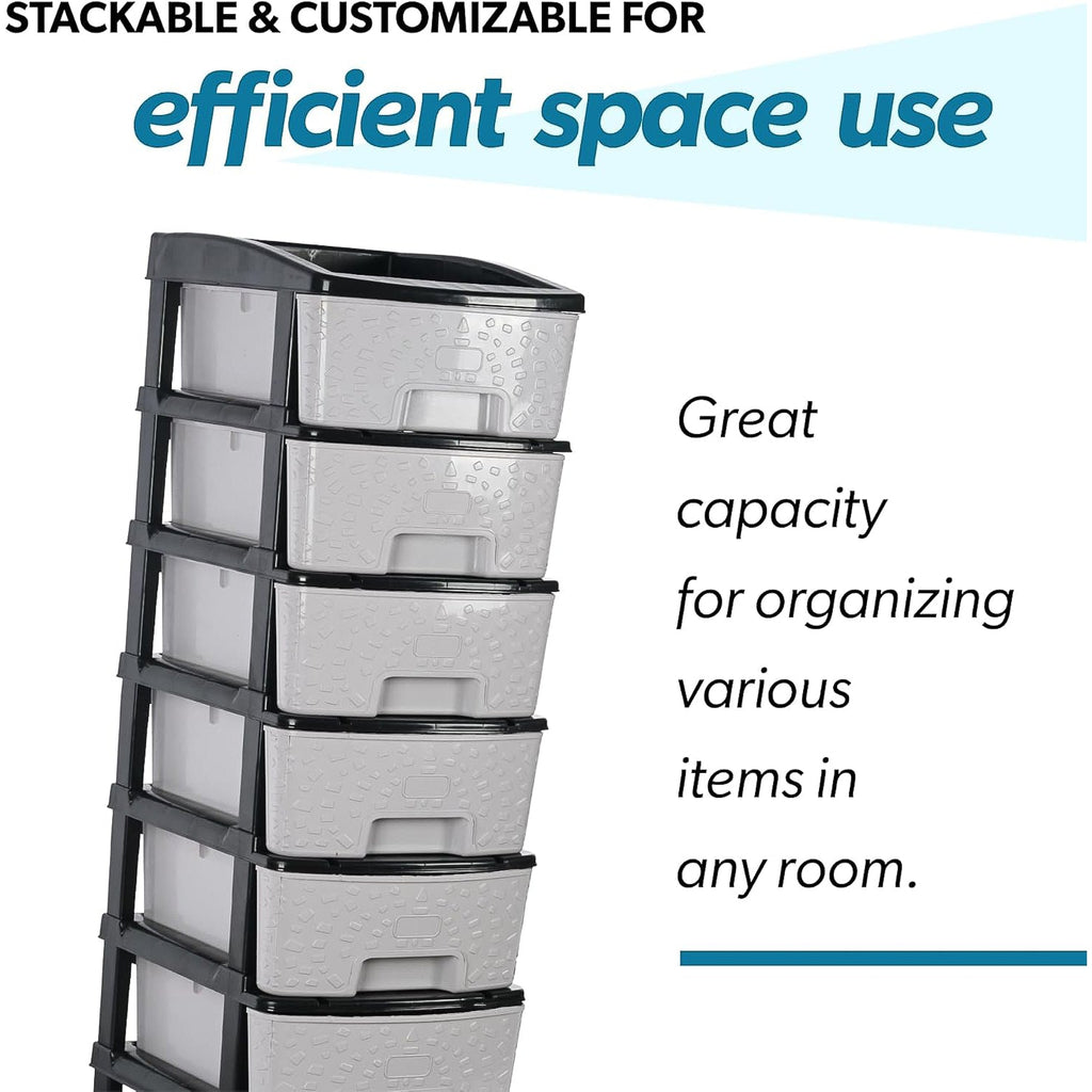 Plastic Drawer Organizer – 6-Layer Stone Texture Storage Cabinet