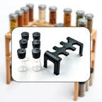 Plastic Spice Jar Set – 6-Piece Rotating Lid Organizer with Stand