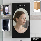 Rotating Storage Cabinet with Mirror – Space-Saving Wall Organizer