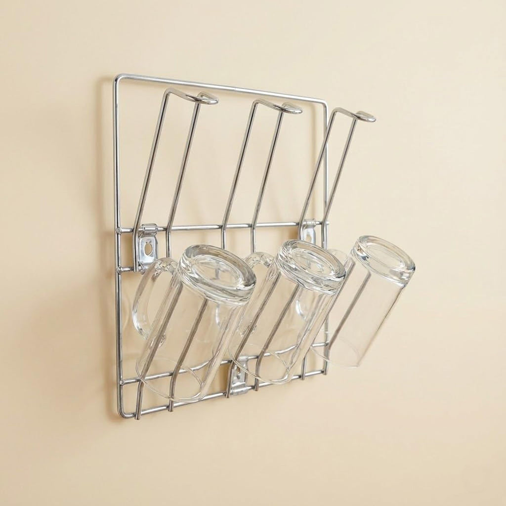 Stainless Steel Mug Holder Rack – Space-Saving Kitchen Organizer