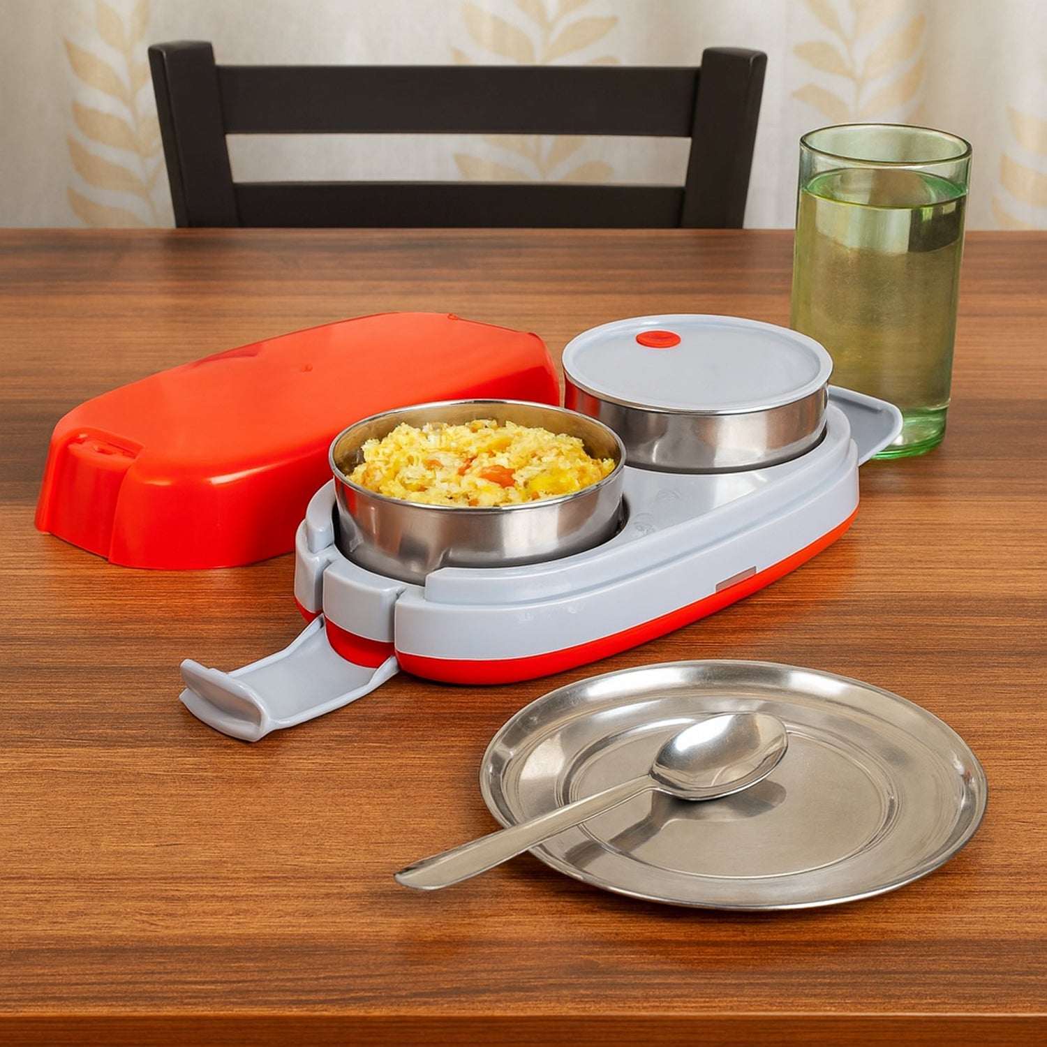 Portable Electric Food Warmer Lunch Box | Dual Stainless Steel Compartments | Leakproof Design