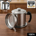 Stainless Steel Oil Filter Pot – 1.3L Durable & Reusable