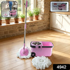 Quick Spin Mop – Easy Wheel Steel Bucket | Velvet Wipe