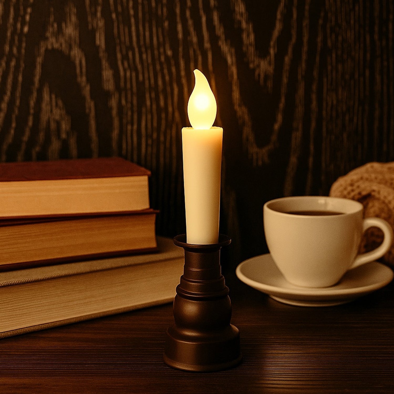 LED Flameless Candle with Holder – Elegant Flickering Light