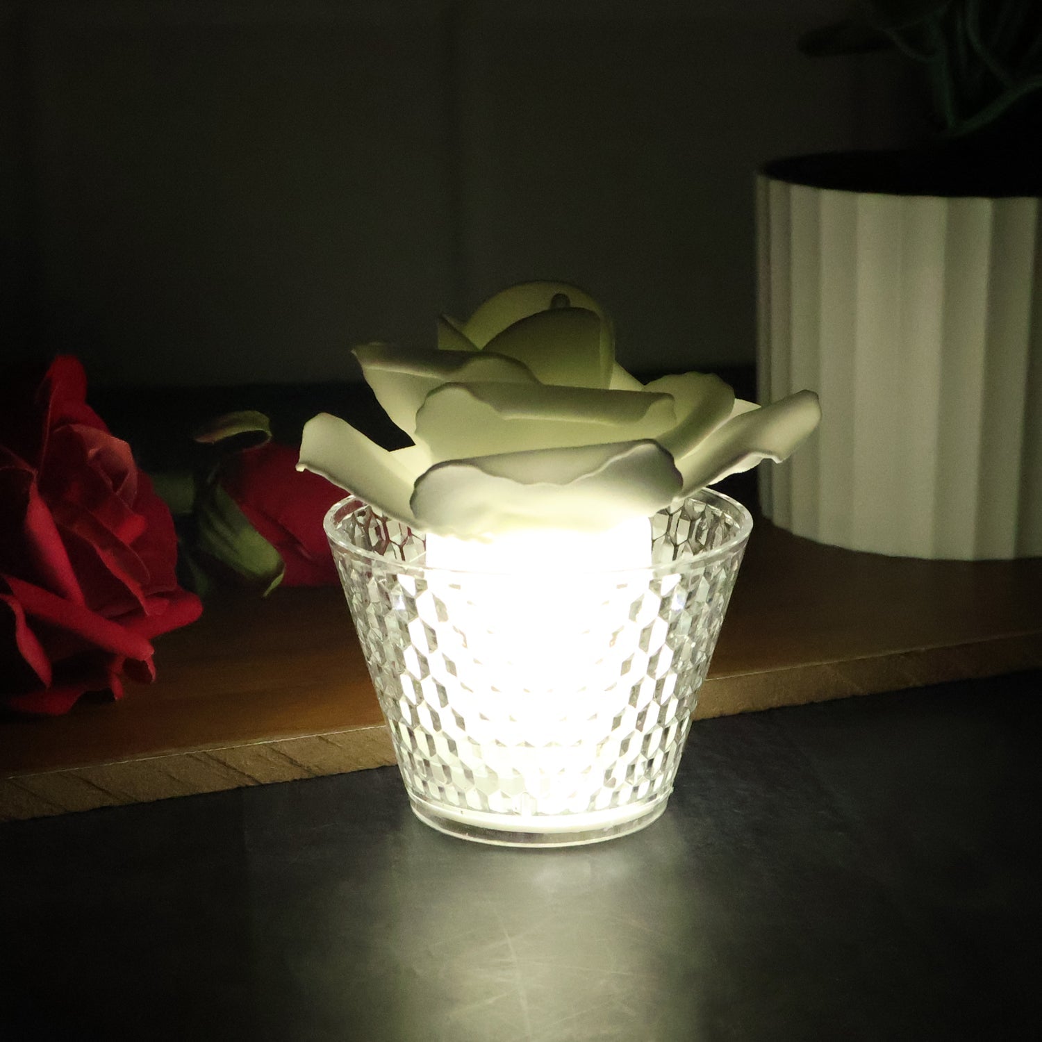 Rose Shaped Flameless LED Candles – Elegant Romantic Decor Set