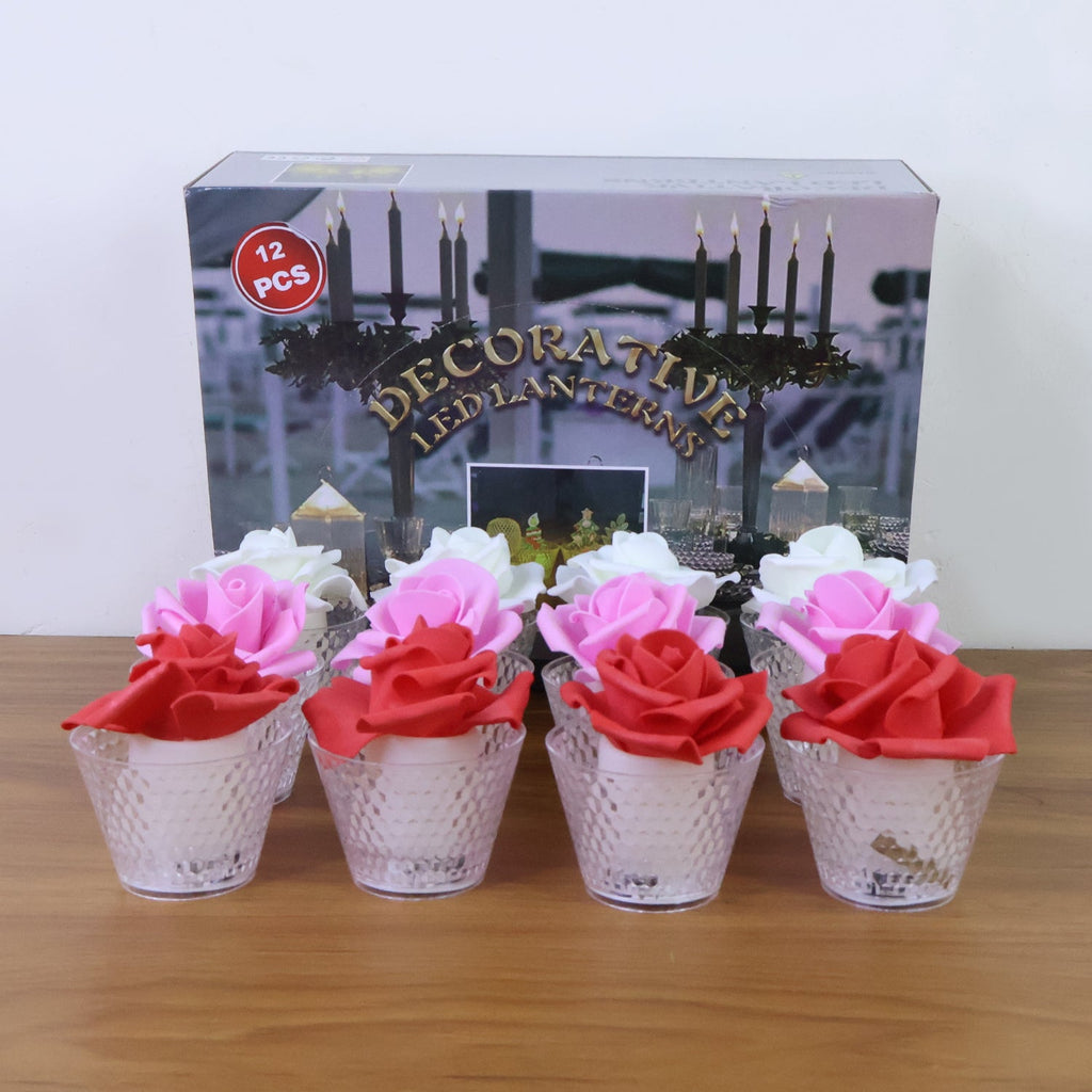 Rose Shaped Flameless LED Candles – Elegant Romantic Decor Set