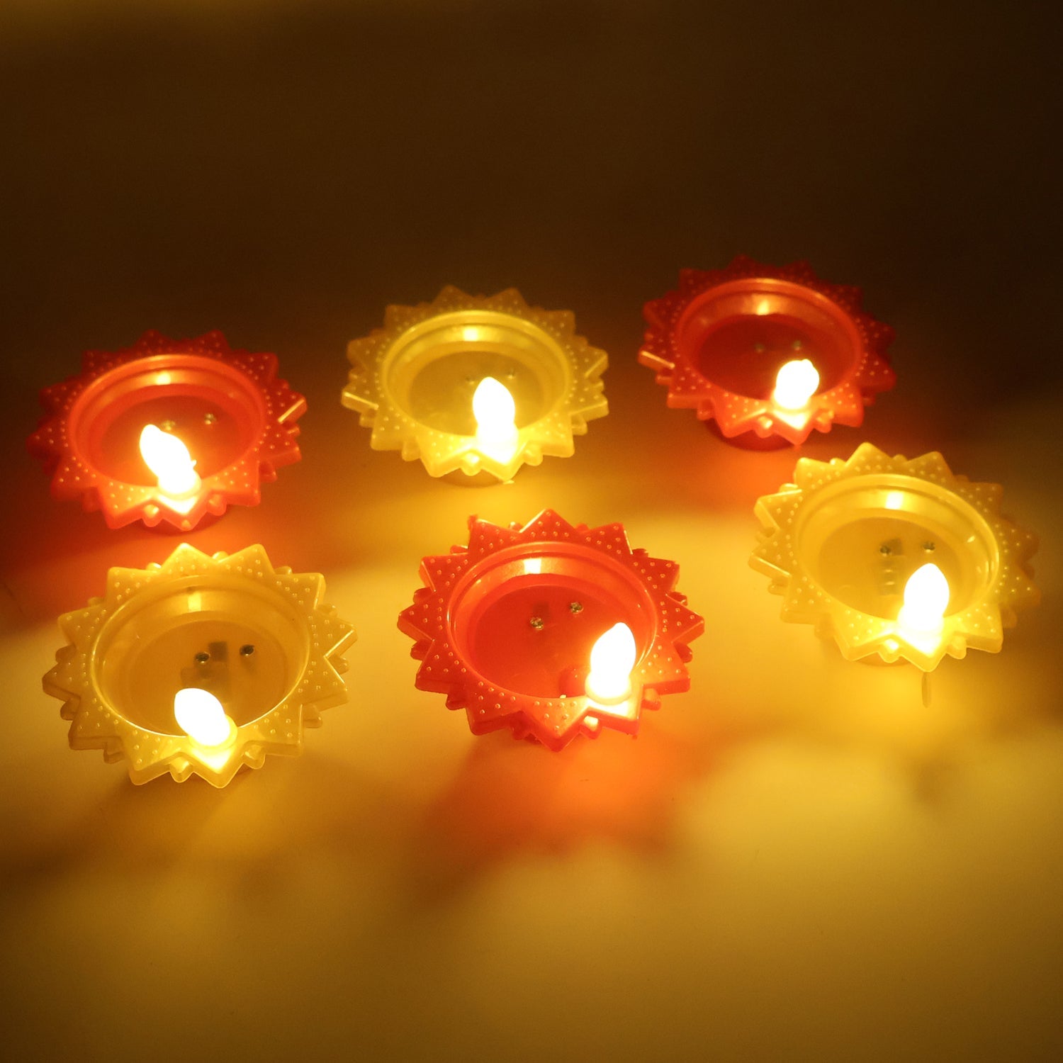 Water Sensor LED Diya Set – Flameless, Auto On/Off (6 Pc)