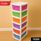 Plastic Storage Drawer Cabinet – 6-Layer Multi-Colored Organizer