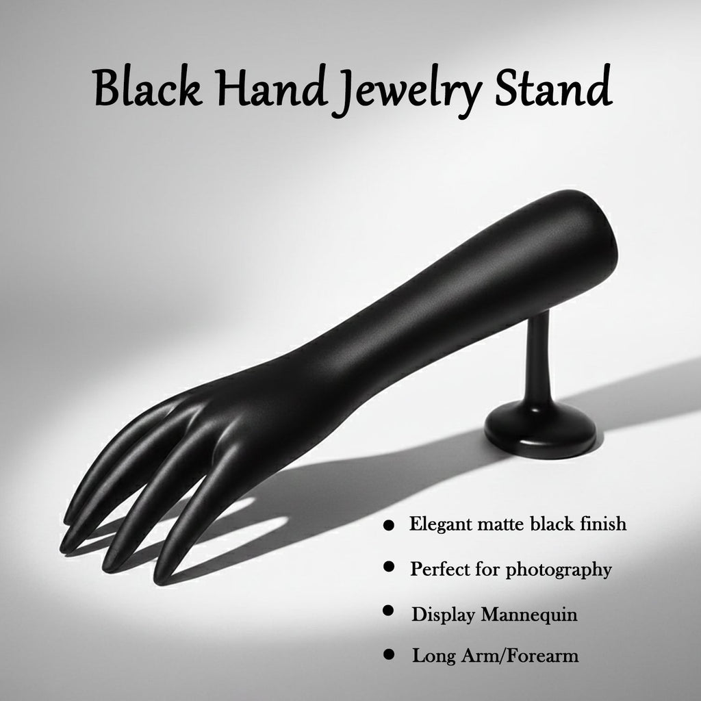 Black Hand Jewelry Display Stand – Elegant Matte Finish Organizer