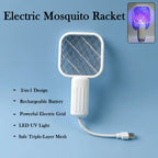 Electric Mosquito Swatter Racket – Rechargeable USB Bug Zapper