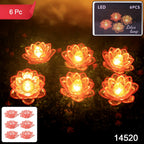 Lotus Shaped LED Flameless Candles – Set of 6 Decorative Lights