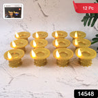 Water Sensor LED Diyas – Set of 12 Flameless Golden Lights