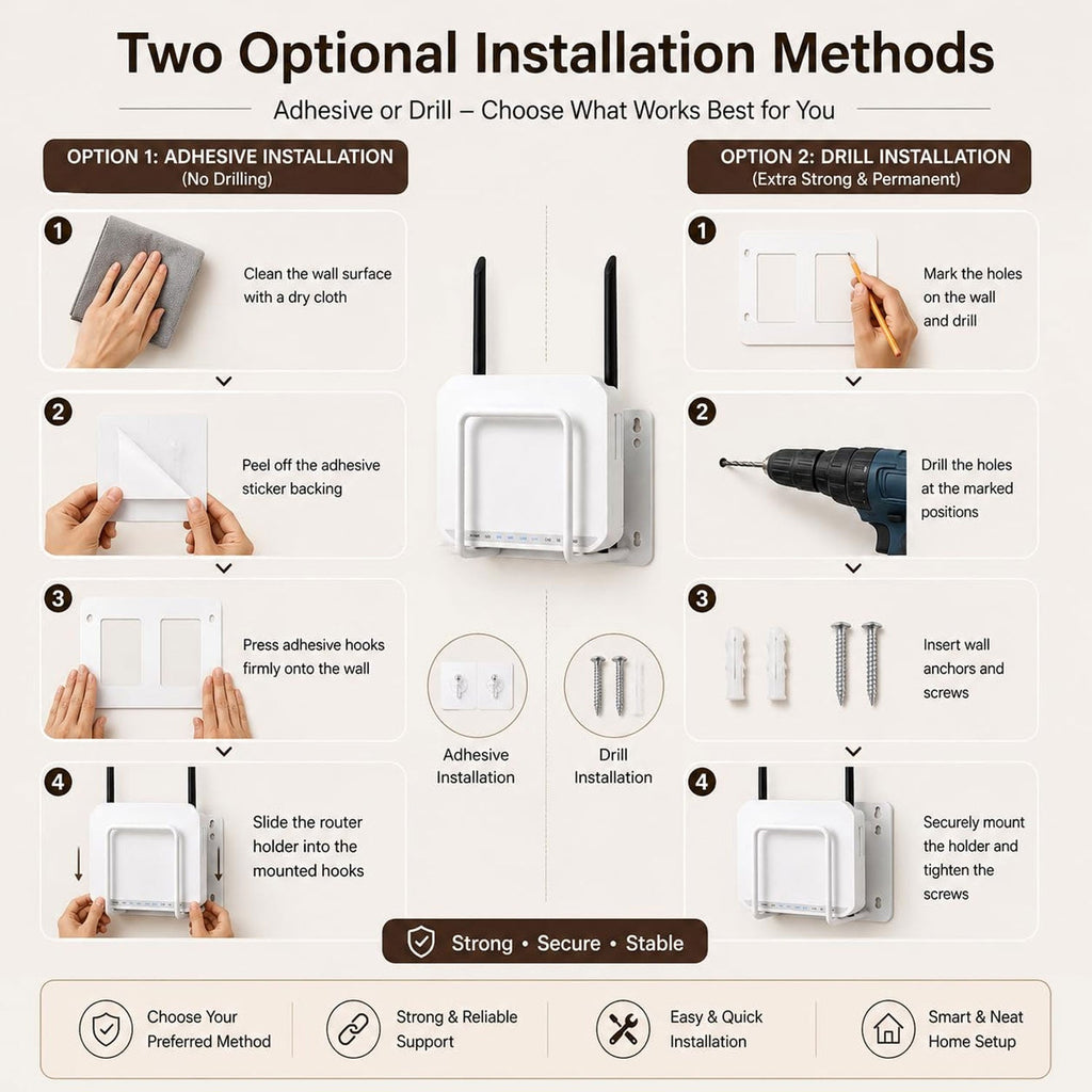 WiFi Router Wall Mount Bracket Ð Space-Saving & Easy to Install