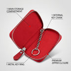 Leather Car Key Case Ð Durable & Compact with Snap Hook for Easy Carrying