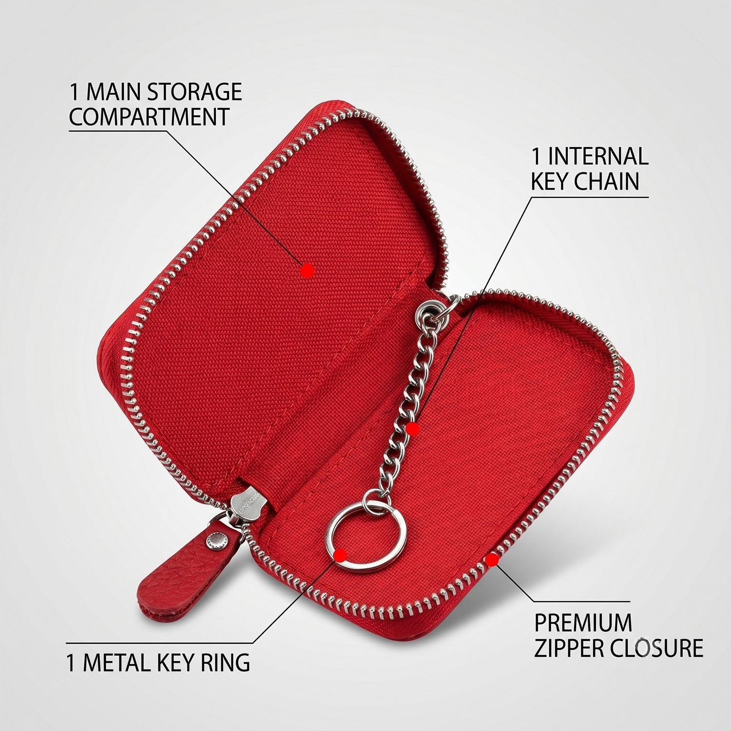 Leather Car Key Case Ð Durable & Compact with Snap Hook for Easy Carrying
