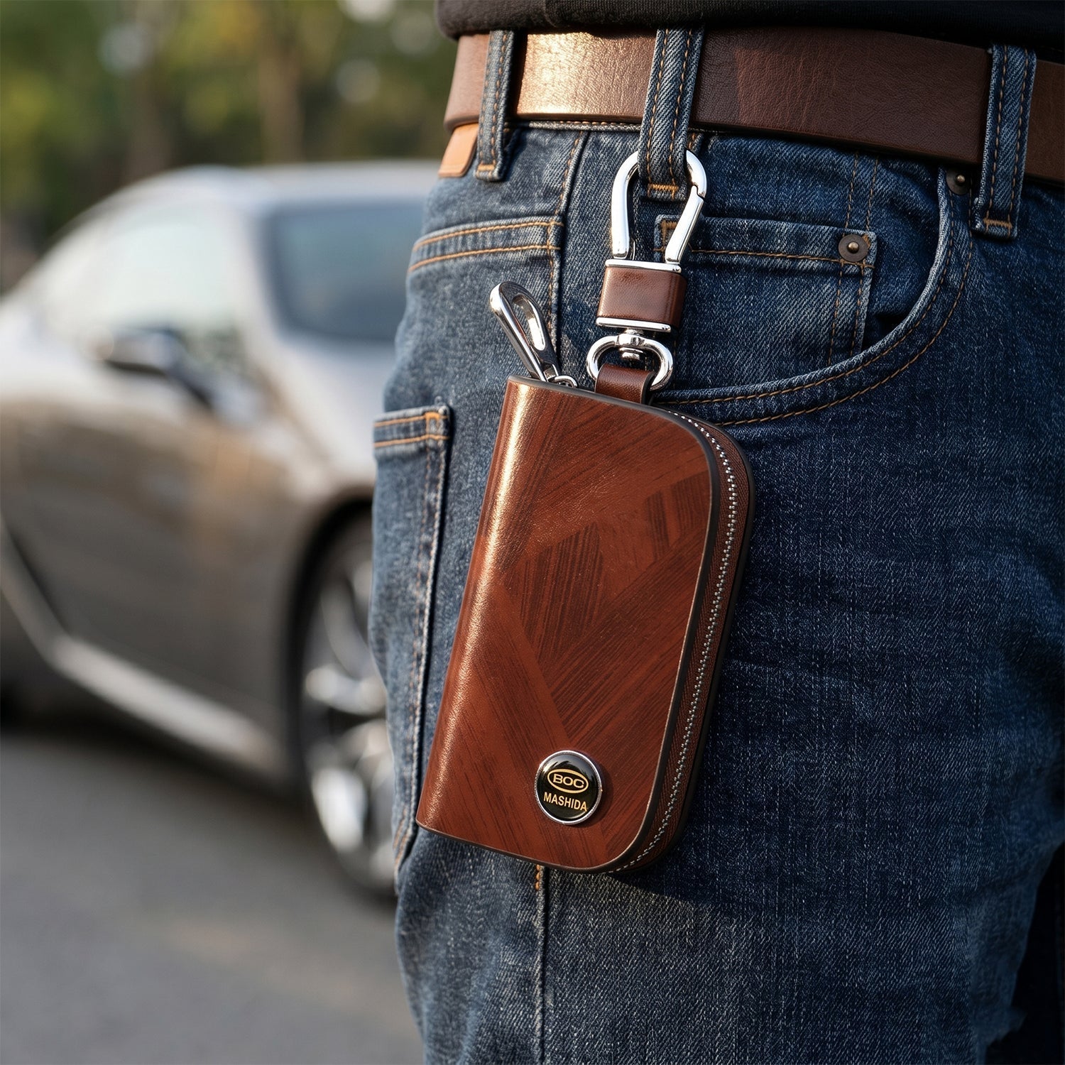 Leather Car Key Case Ð Compact & Stylish with Secure Closure