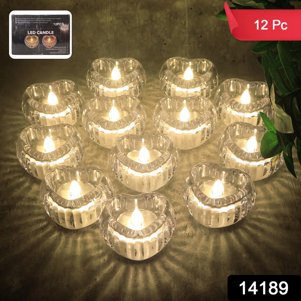 Heart-Shaped LED Flameless Candles – Set of 12 Elegant Lights