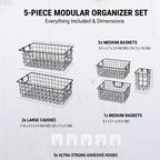 Metal Shower Caddy – Durable 5-Pc Bathroom Organizer Combo