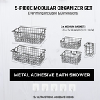Metal Shower Caddy – Durable 5-Pc Bathroom Organizer Combo