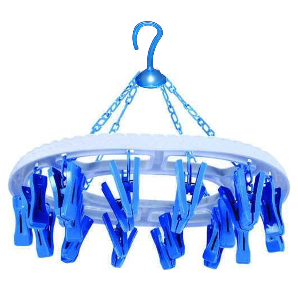 18-Clip Cloth Drying Hanger – Round Plastic for Delicates | Indo Glow