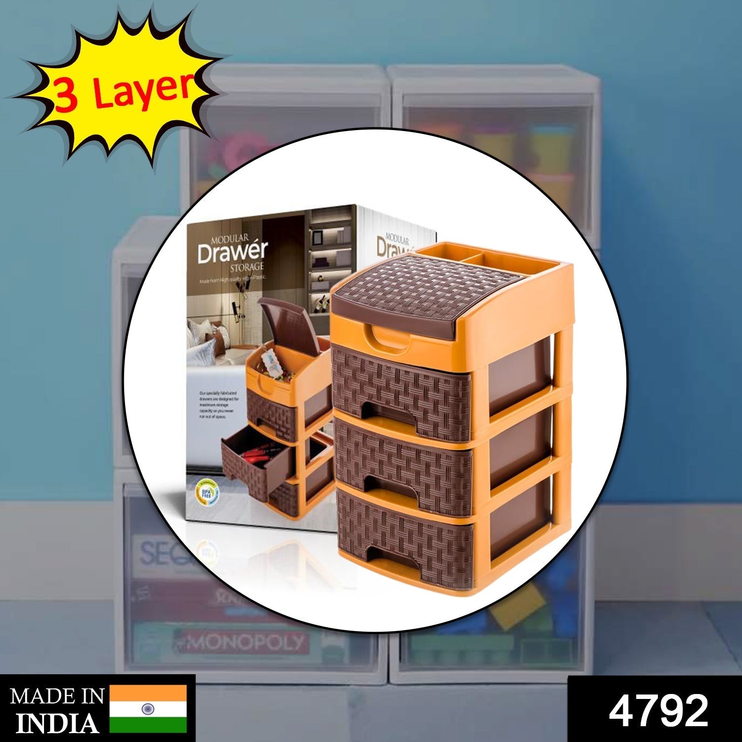 Mini 3 Layer Storage – Compact Home & Office Organizer | Organivo