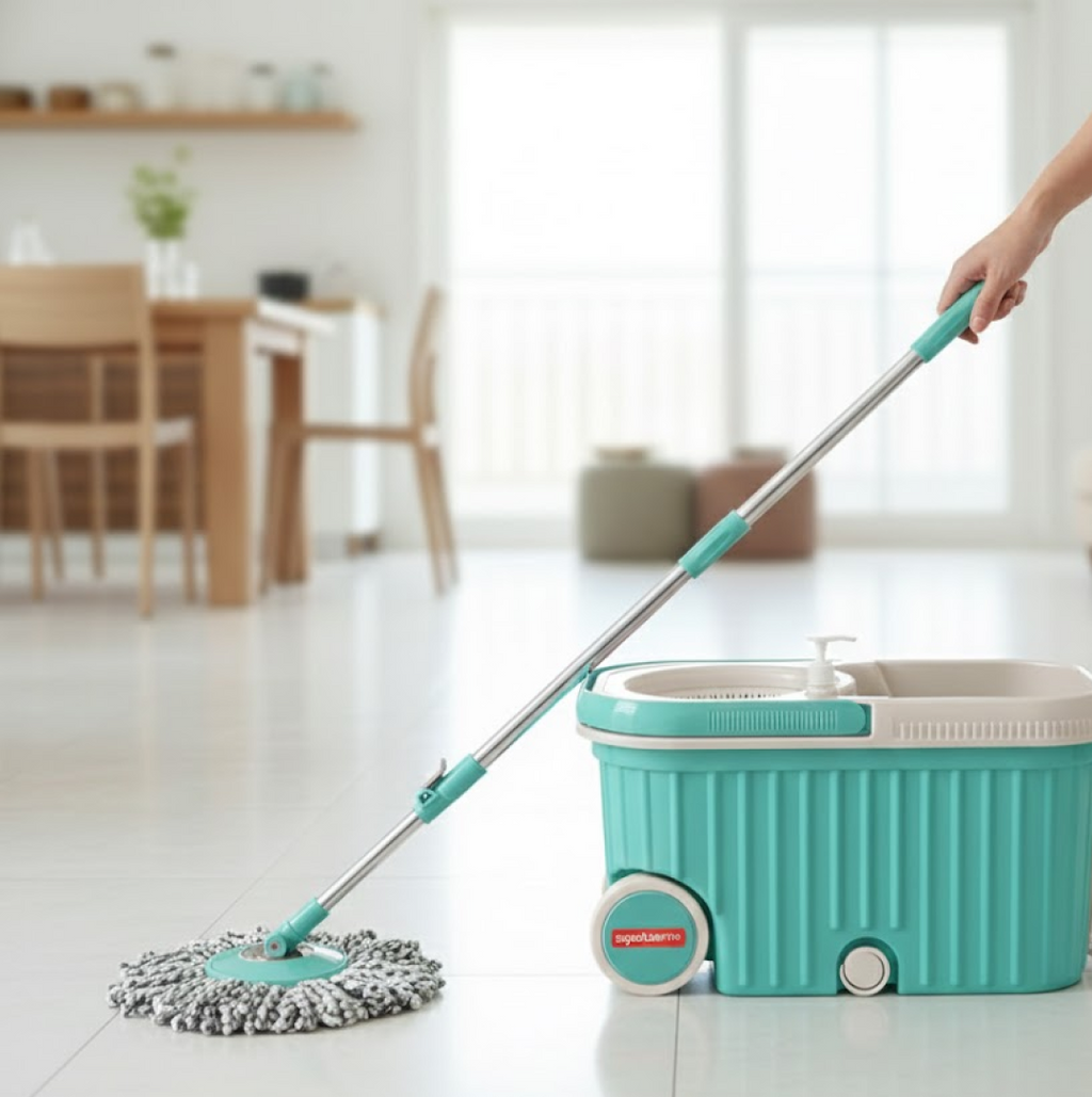 360 Spin Mop with Wheels – Microfiber, Auto-Fold Handle | Ganesh