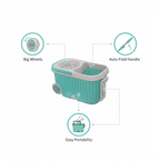 360 Spin Mop with Wheels – Microfiber, Auto-Fold Handle | Ganesh