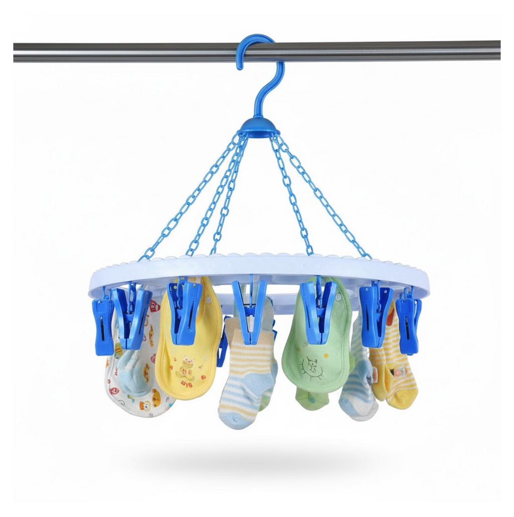 18-Clip Cloth Drying Hanger – Round Plastic for Delicates | Indo Glow