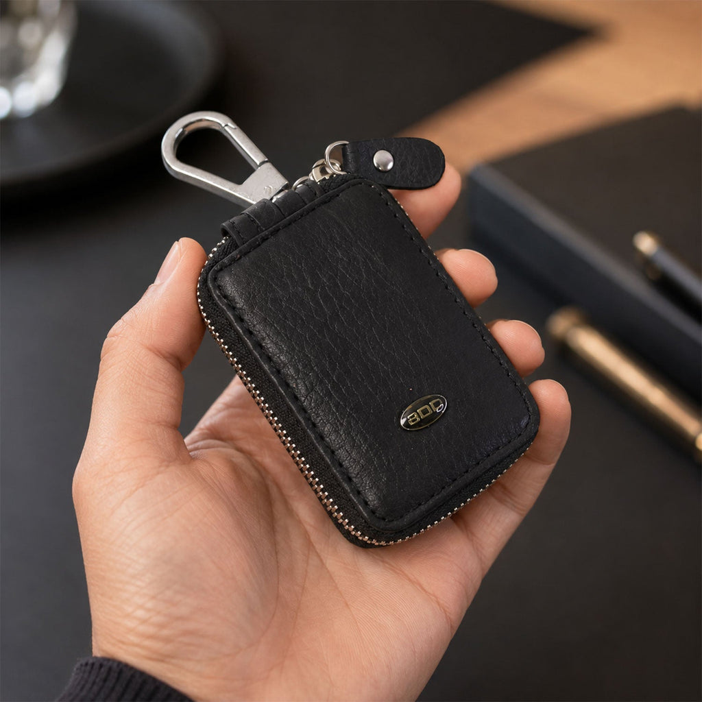 Car Key Case Ð Durable PU Leather with Zipper & Clip