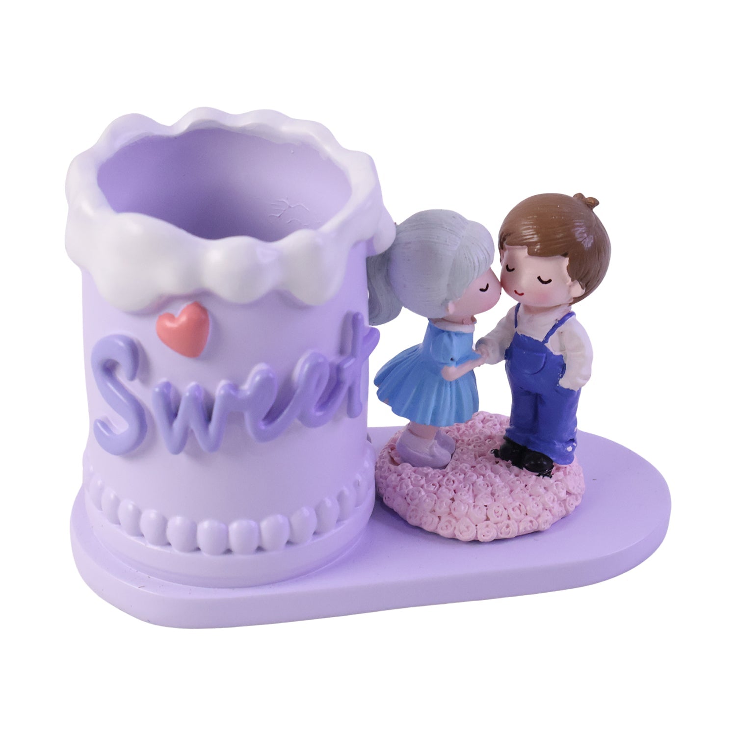 Cute Couple Pen Holder Ð Adorable Resin Desk Organizer & Showpiece