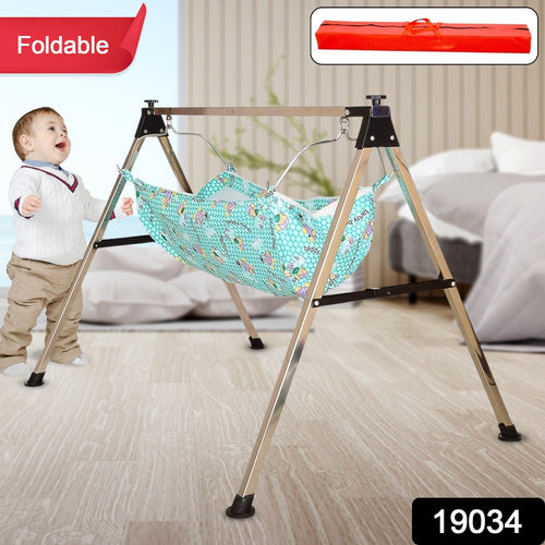 Baby Cradle Ghodiyu – Portable Stainless Steel Folding Swing Stand