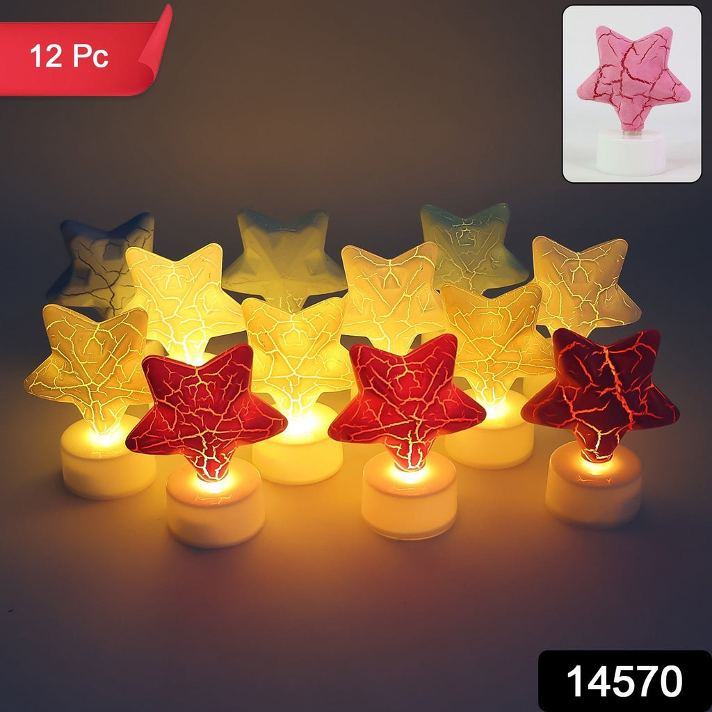 Star Shape LED Tealight Candles – Set of 12 Decorative Lights