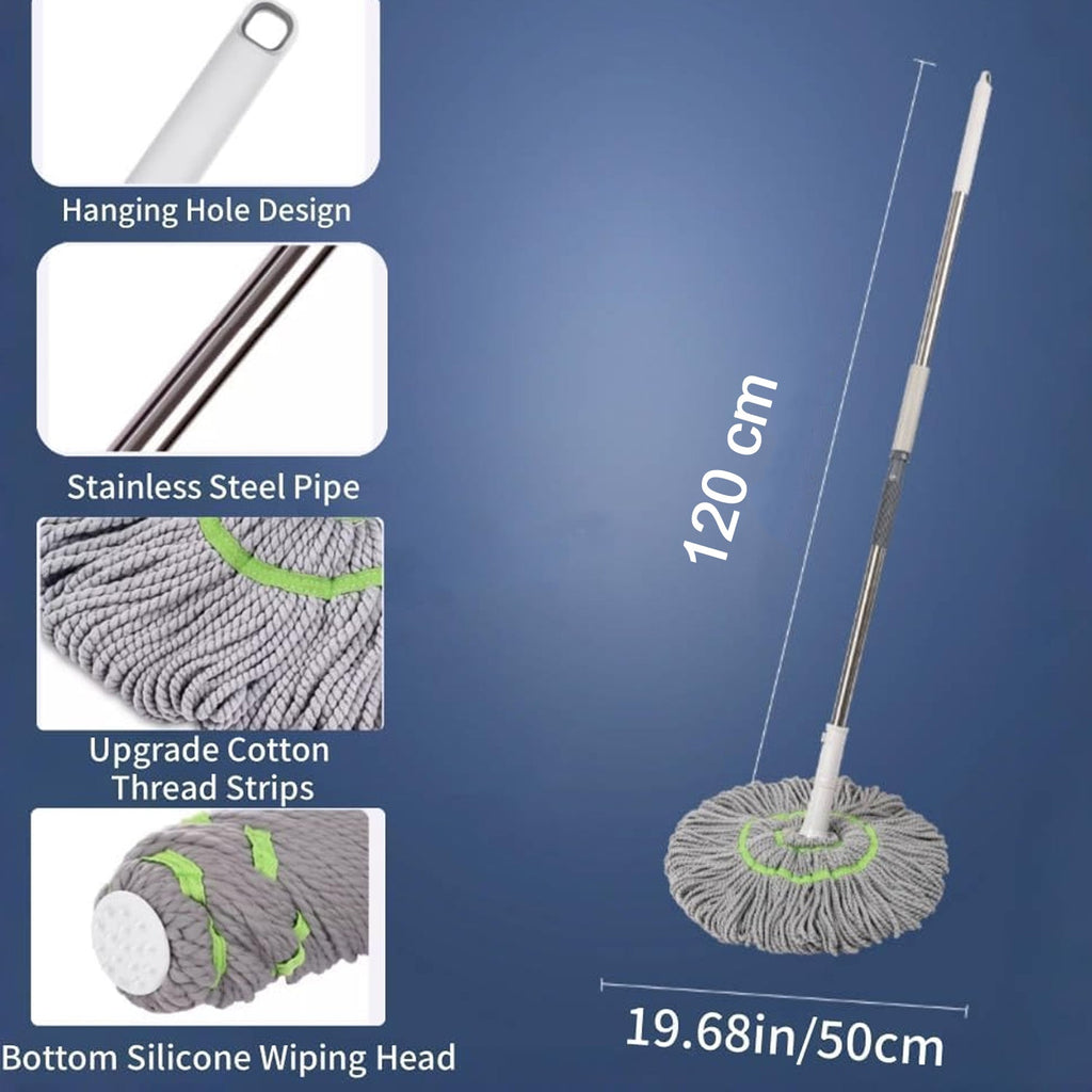 360° Spin Mop – Adjustable Handle & Microfiber Head for Effortless Cleaning