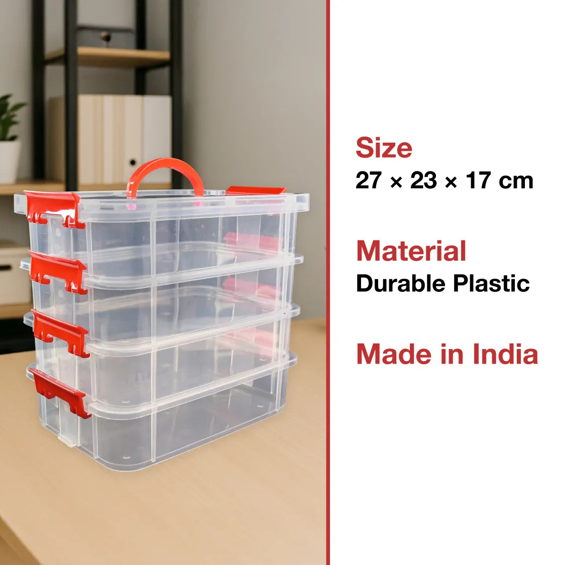 Plastic Storage Box – 4-Layer Transparent Organizer with Handle