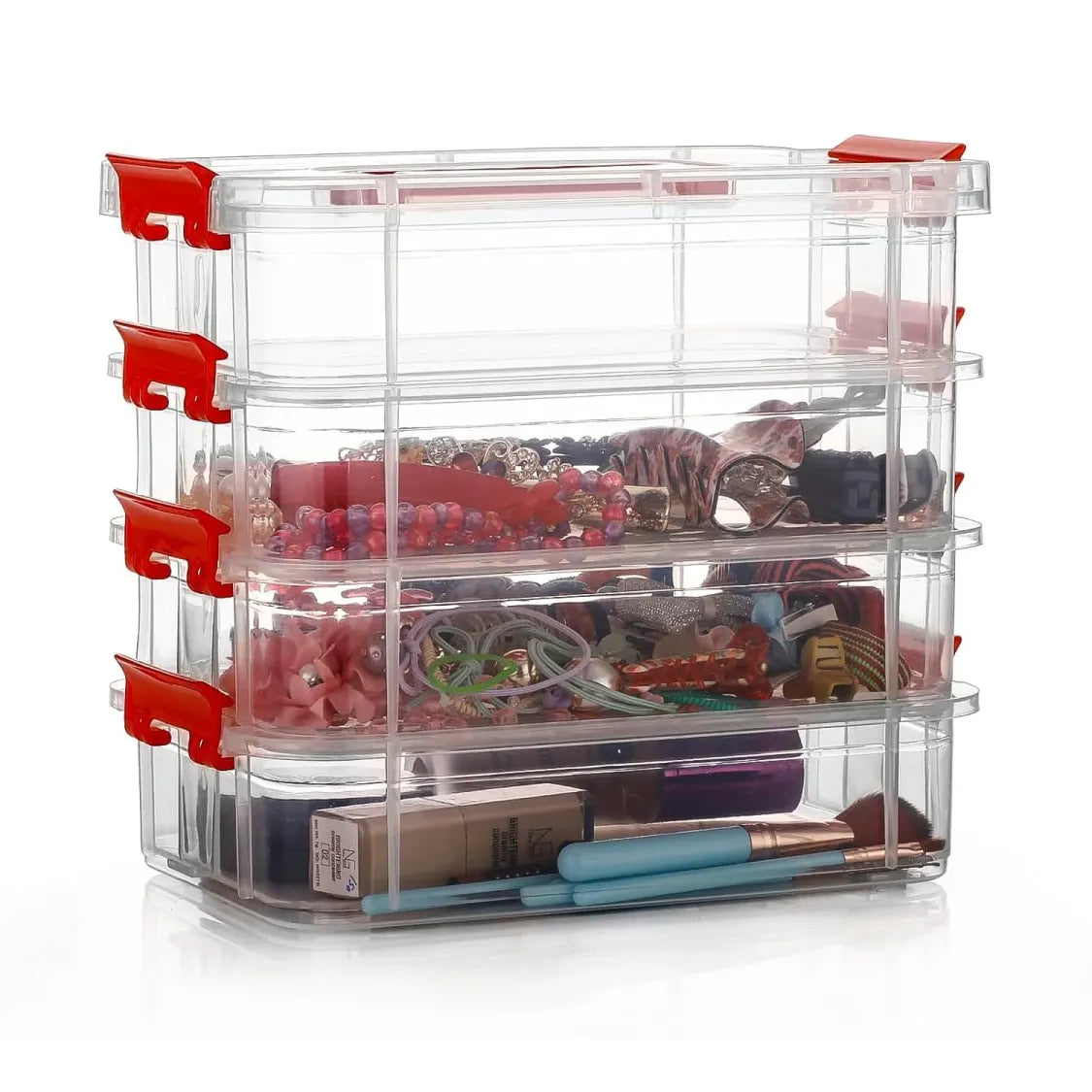 Plastic Storage Box – 4-Layer Transparent Organizer with Handle