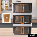 Plastic Folding Wardrobe Organizer – Space-Saving 3-Layer Unit