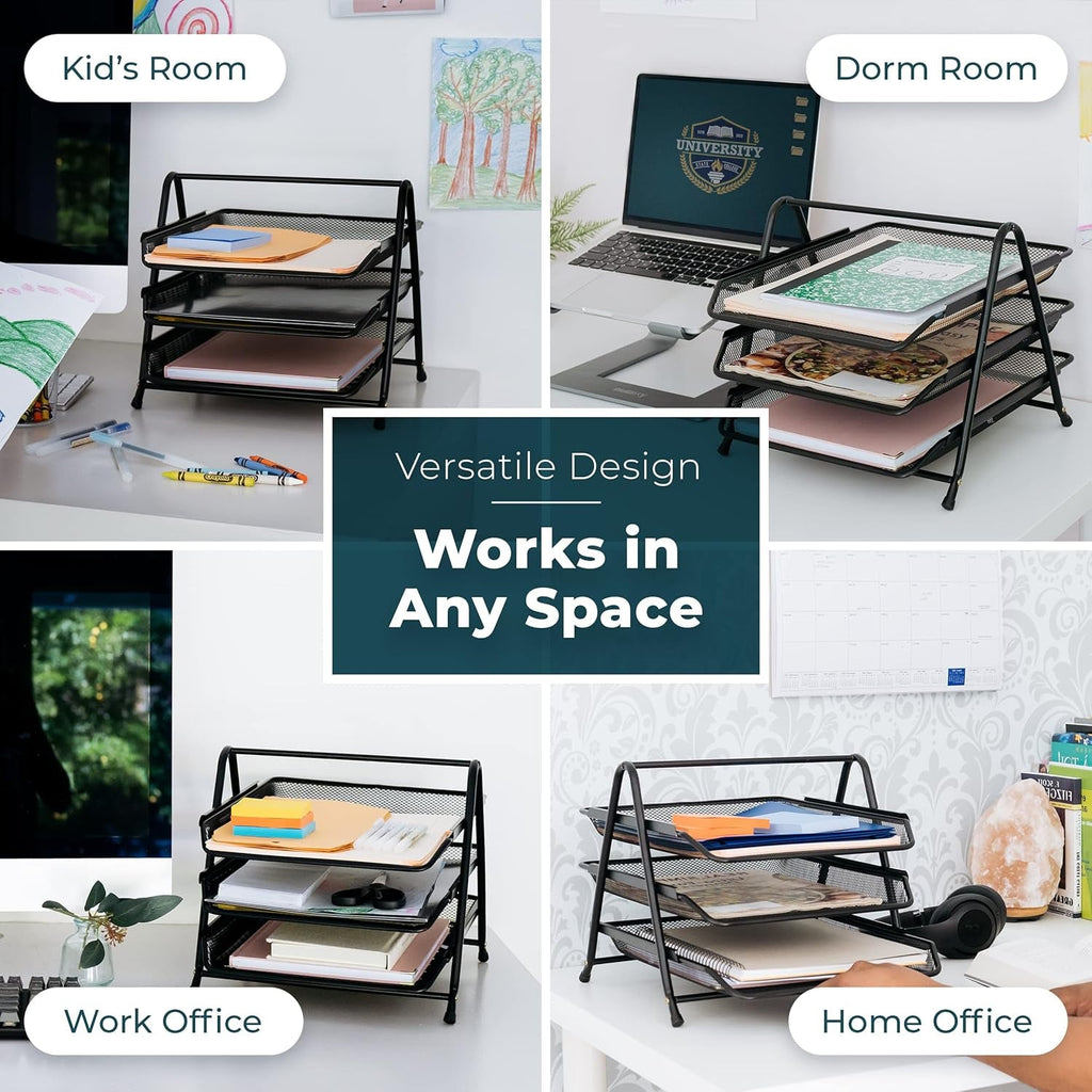 Organizer Rack Ð Durable 3-Tier Metal Storage for Office & Home