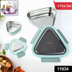 Triangle Stainless Steel Lunch Box Set – Compact Leakproof 2-Piece Tiffin