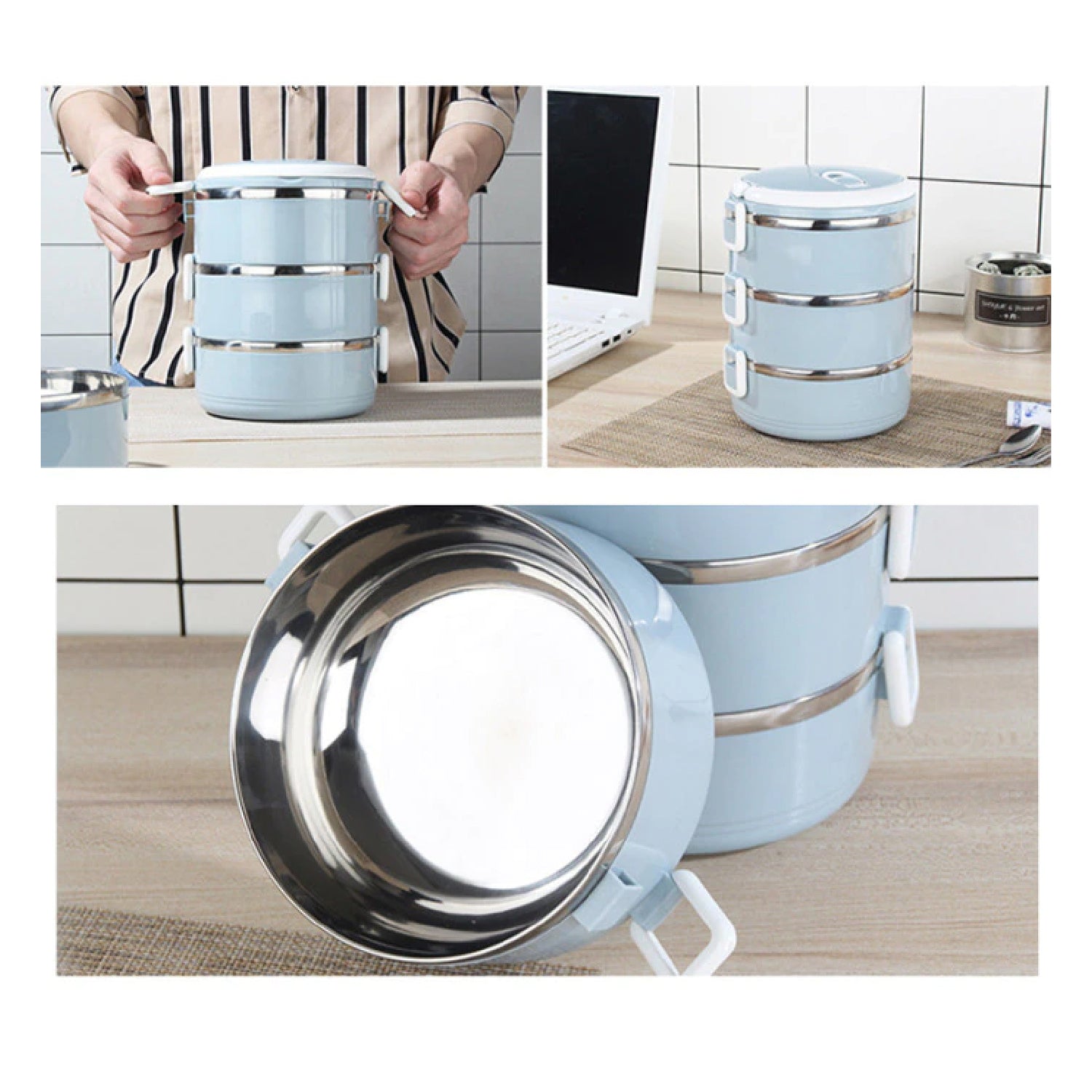 Stainless Steel Lunch Box – 3-Layer Insulated Hot Food Carrier | Lunchie Bunchie