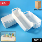 White Plastic Storage Basket Set – 4 Durable Stackable Organizers