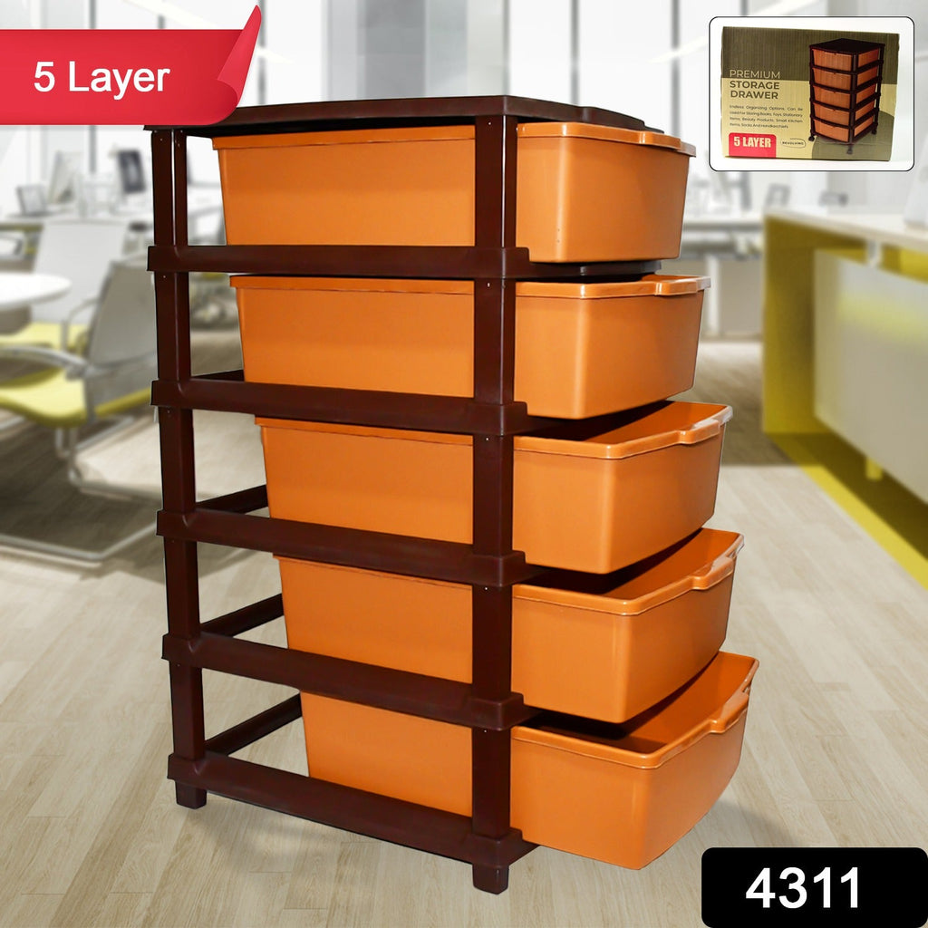 Plastic Home Storage Organizer – 5-Layer Large Modular Drawer