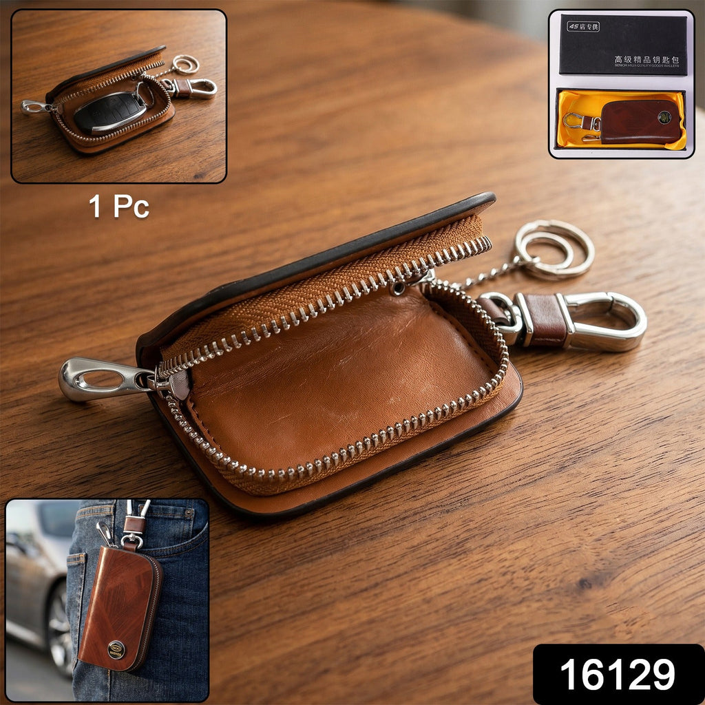 Leather Car Key Case Ð Compact & Stylish with Secure Closure