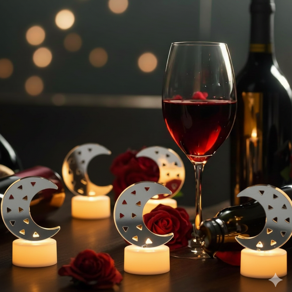 Moon Shaped Flameless LED Candles – Set of 12 with Warm Glow