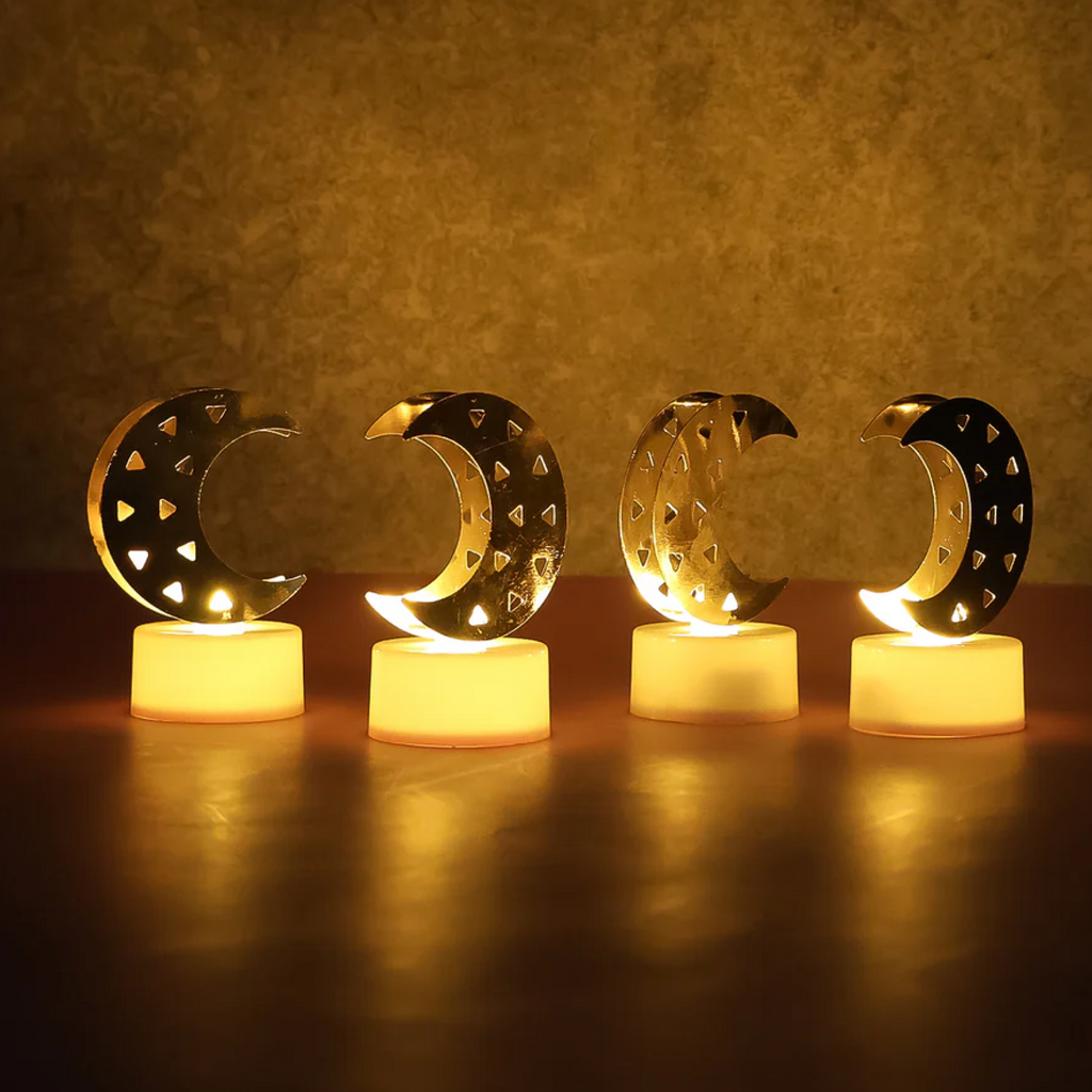 Moon Shaped Flameless LED Candles – Cozy Ambient Glow, Set of 4