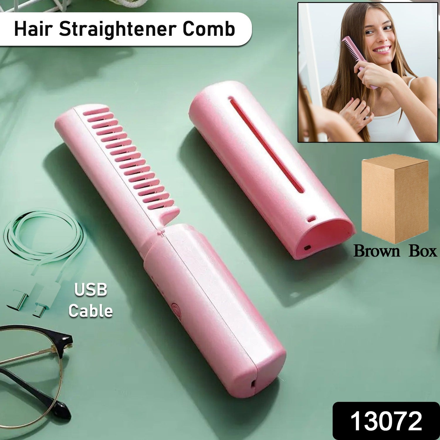 Mini Hair Straightener Brush Ð Cordless & Rechargeable for Travel