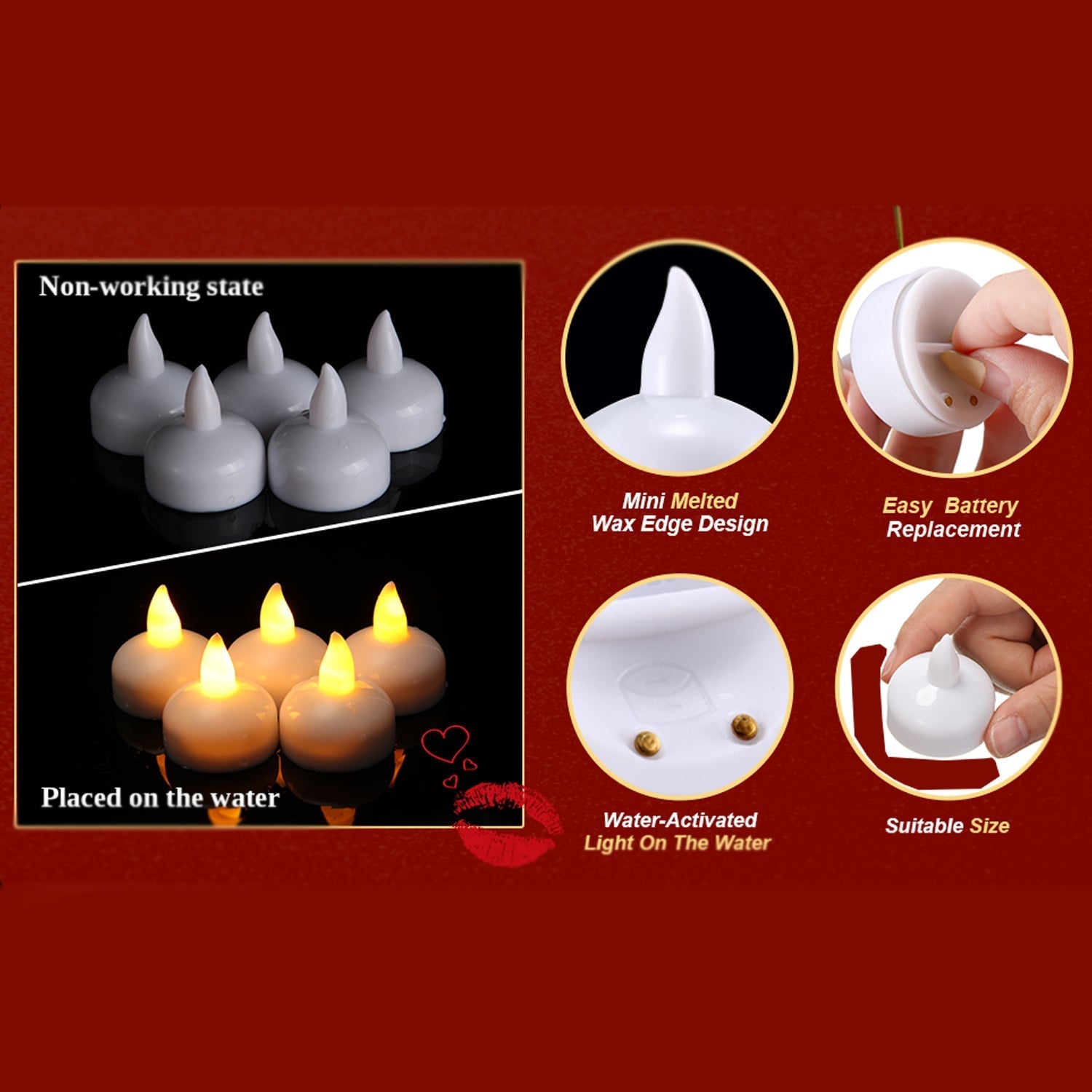 Flameless Floating Candles – Battery Operated Set of 8 | Giftoiza