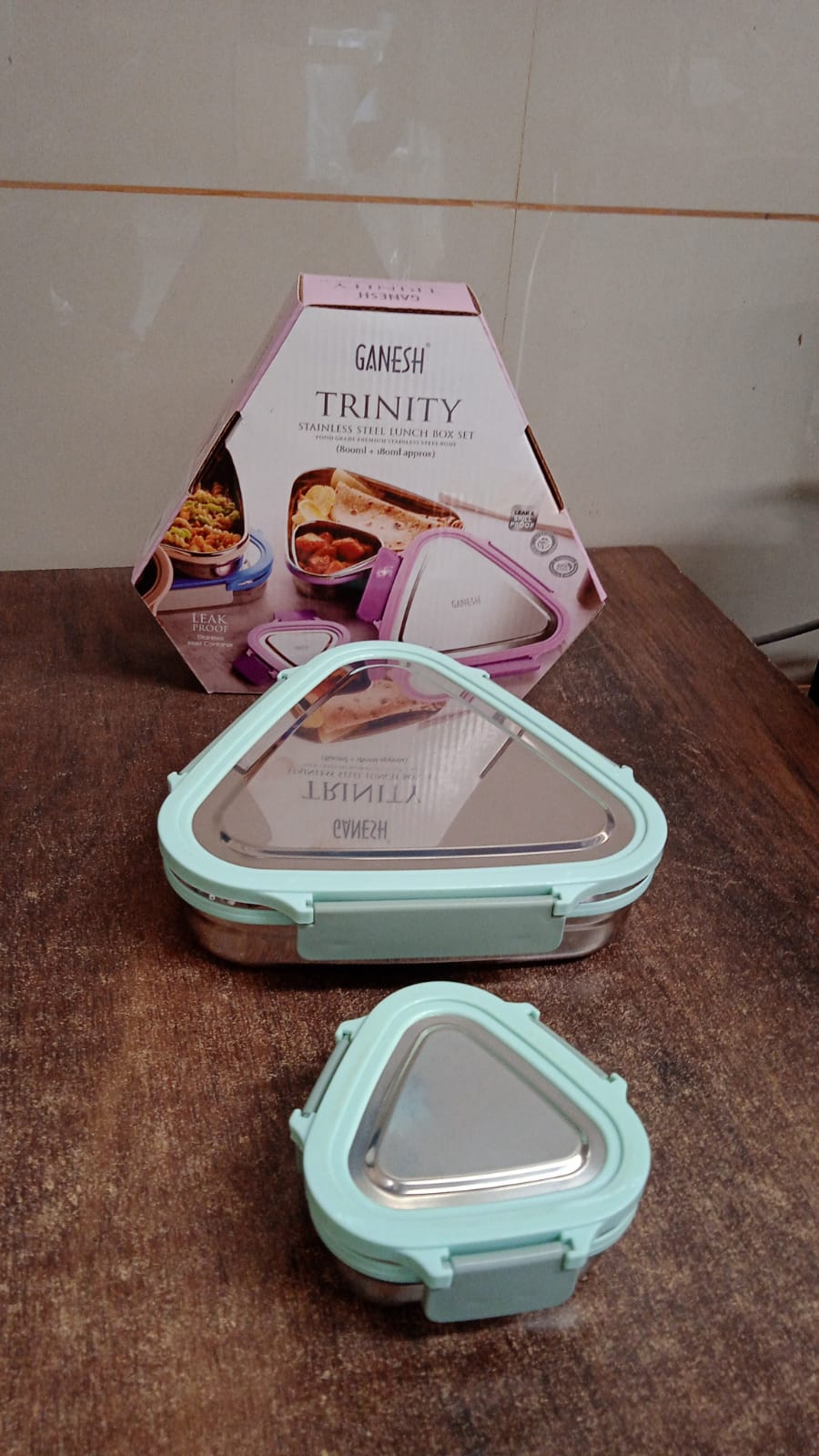 Triangle Stainless Steel Lunch Box Set – Compact Leakproof 2-Piece Tiffin