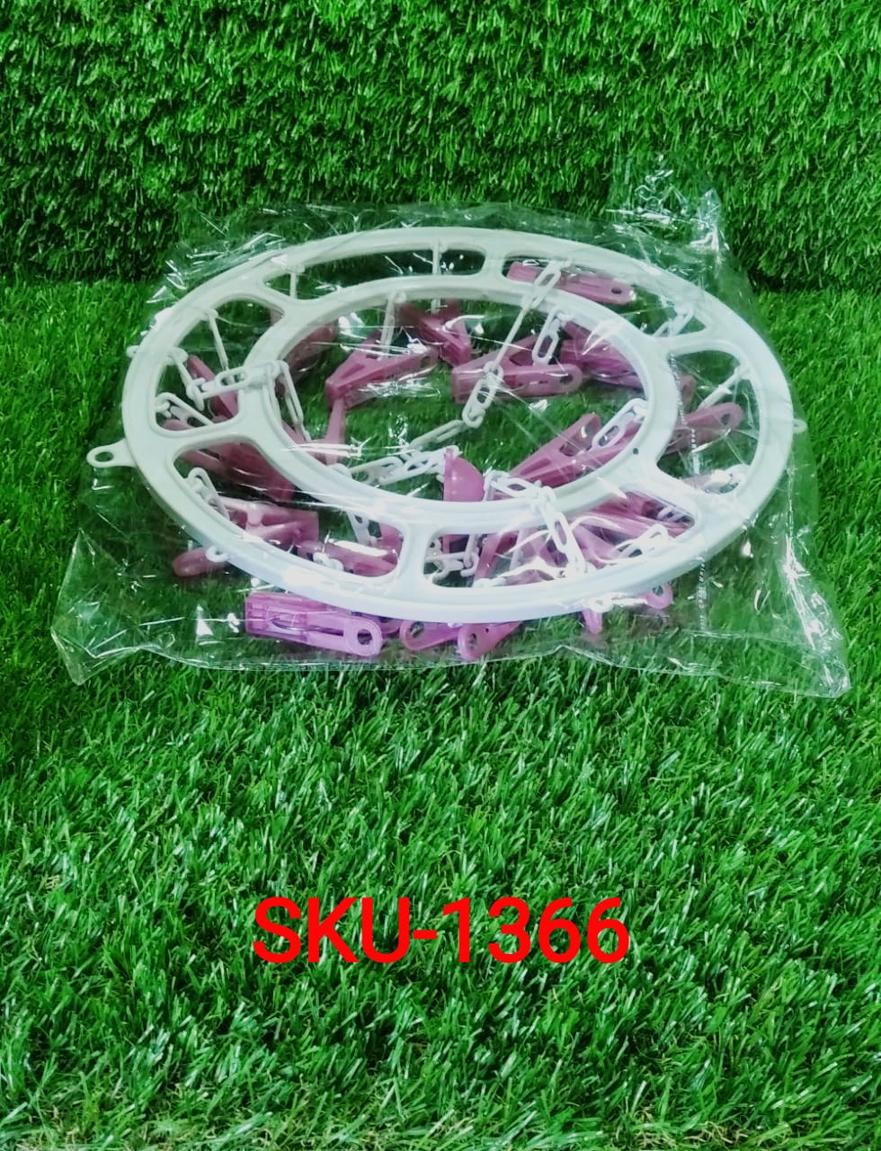 18-Clip Cloth Drying Hanger – Round Plastic for Delicates | Indo Glow