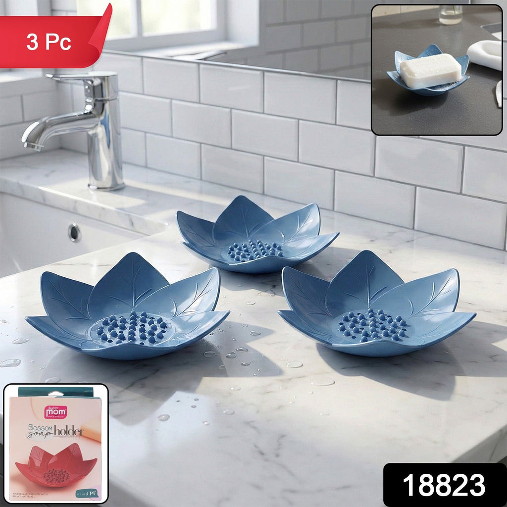 Lotus Blossom Soap Holder Set – 3-Piece Fast Drain Soap Dish